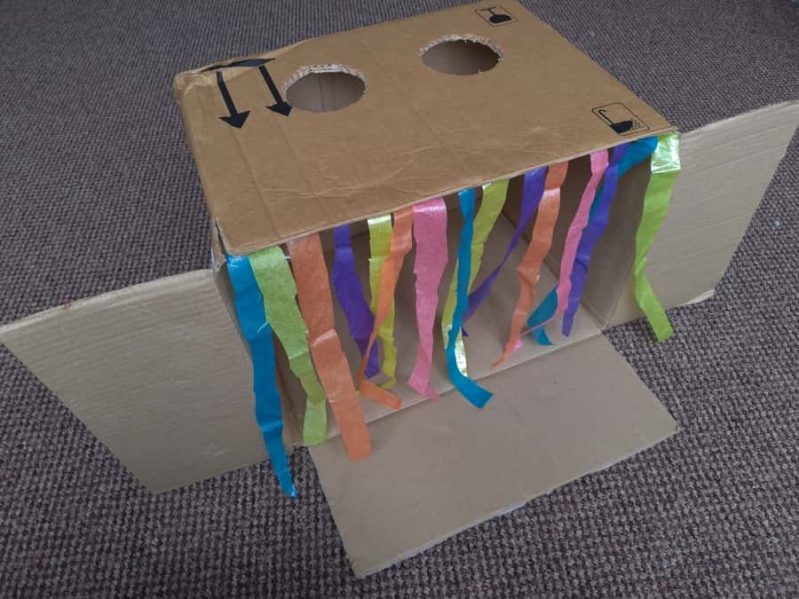 Decorate your DIY sensory guess what's in the box game however you prefer!